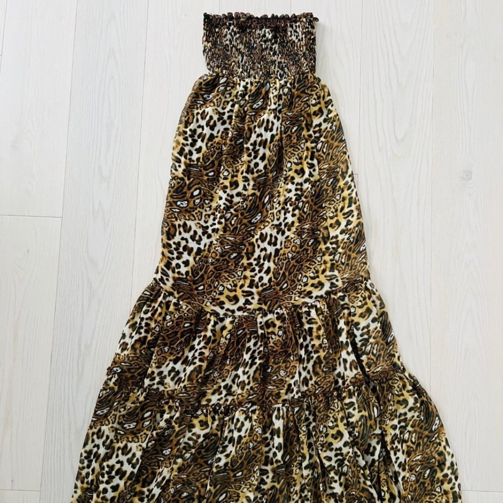 Double Zero Strapless Leopard Print  Dress ( S )